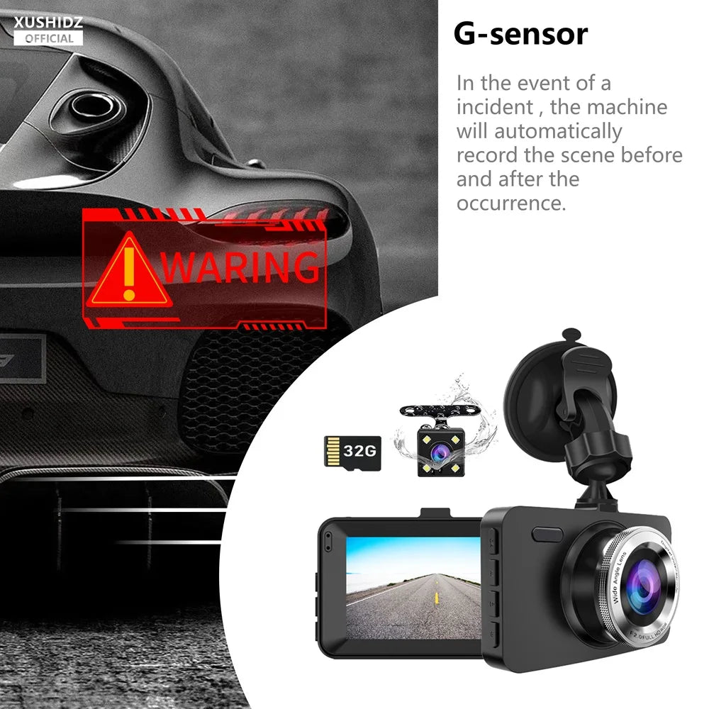 XUSHIDZ Q18 / Q18 PRO 1080P Dash Cam – Dual Camera Car DVR with Night Vision & Parking Monitor