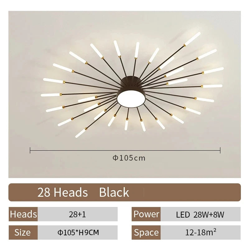 AuroraRealm Modern Black LED Ceiling Light | Large Diameter, Remote Control