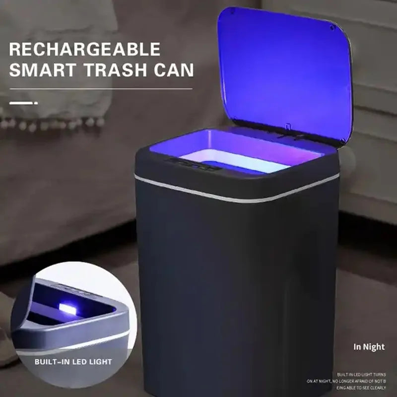 Touchless Sensor Trash Can 16L – Round Infrared Garbage Bin with Deodorizer Slot