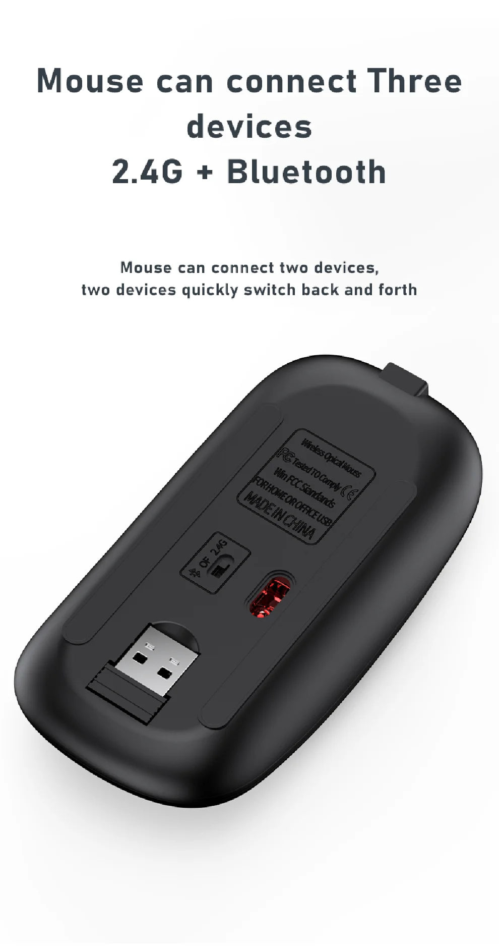 Slim Wireless Keyboard Mouse Set – Multi-Device Bluetooth, USB Receiver