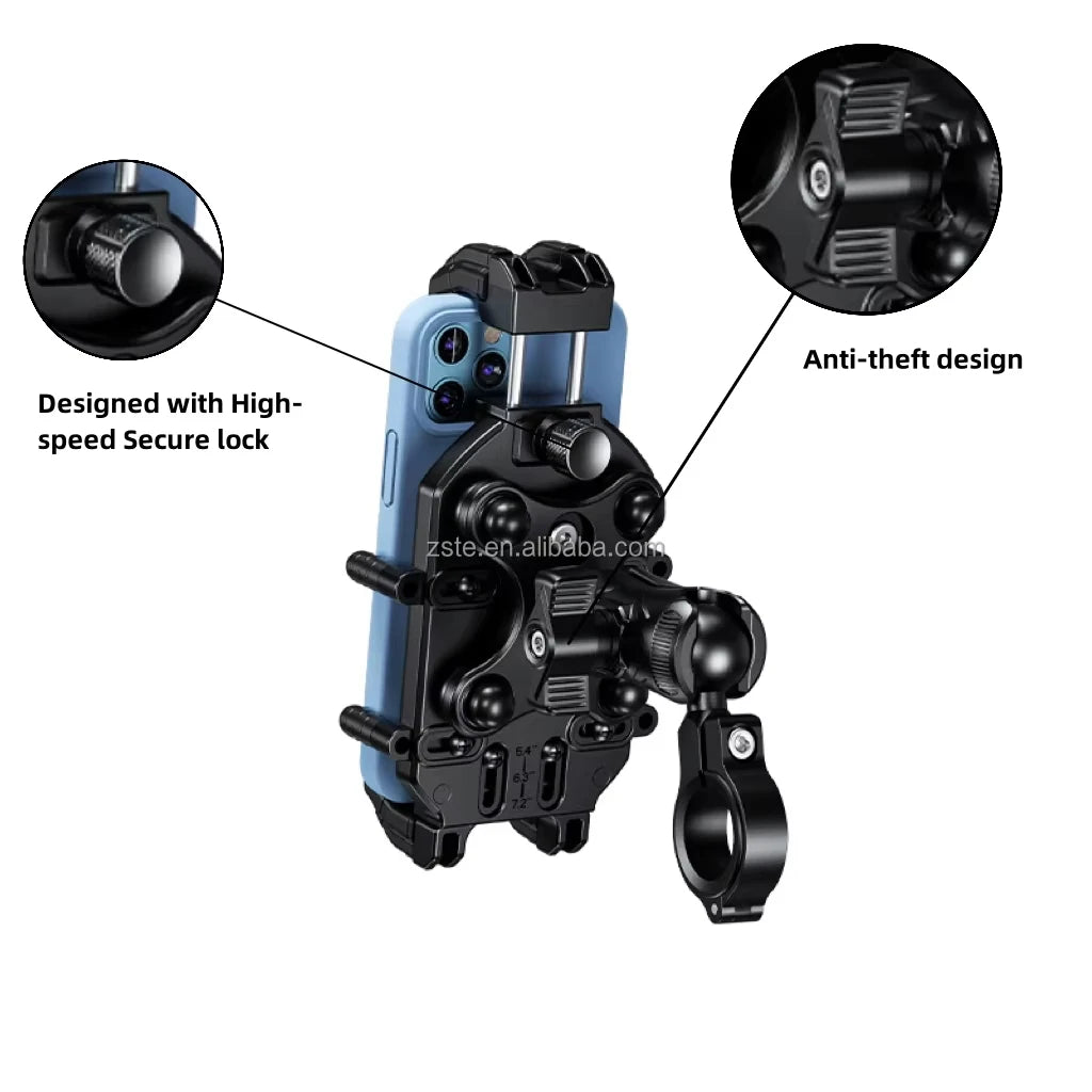 VBNM Motorcycle Phone Holder with Wireless Charging – 15W Qi + 30W USB-C PD