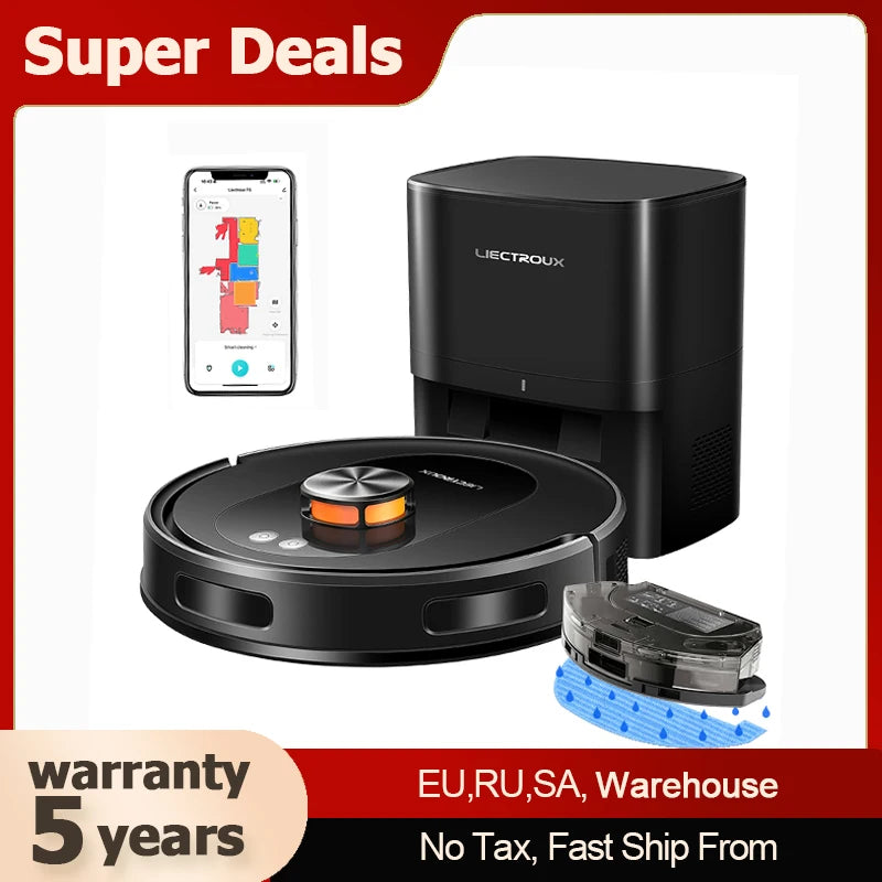 Liectroux T9 Robot Vacuum & Mop – 6500Pa LiDAR Mapping, Self-Empty Station, Dual-Band WiFi