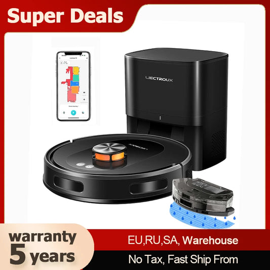 Liectroux T9 Robot Vacuum & Mop – 6500Pa LiDAR Mapping, Self-Empty Station, Dual-Band WiFi
