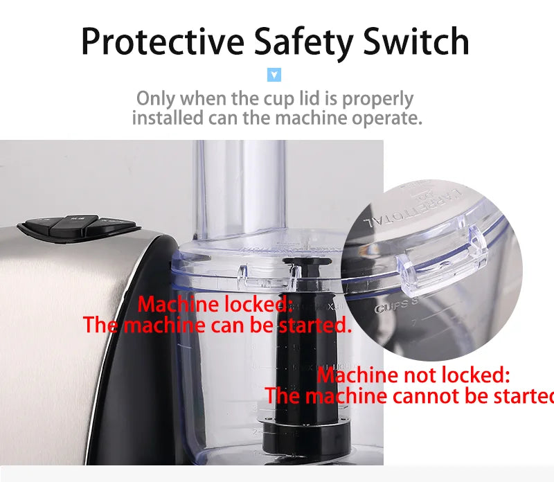 SUNATUR 1.8L Electric Food Processor 350W – Multi-Function Slicer, Shredder & Grinder