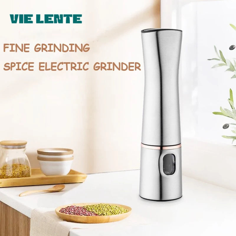 Electric Salt & Pepper Grinder – One-Touch Stainless Steel Spice Mill with Adjustable Coarseness