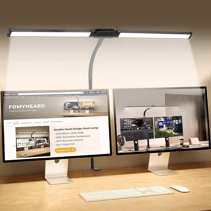 ALTCHIHYQ Double-Head LED Desk Lamp | 80cm Wide, Remote Control, 5-Level Dimming
