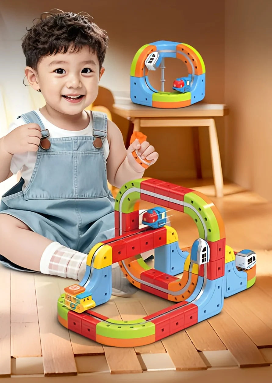 DIY 3D Magnetic Cube Train Set – Montessori STEM Track & Maze Learning Toy