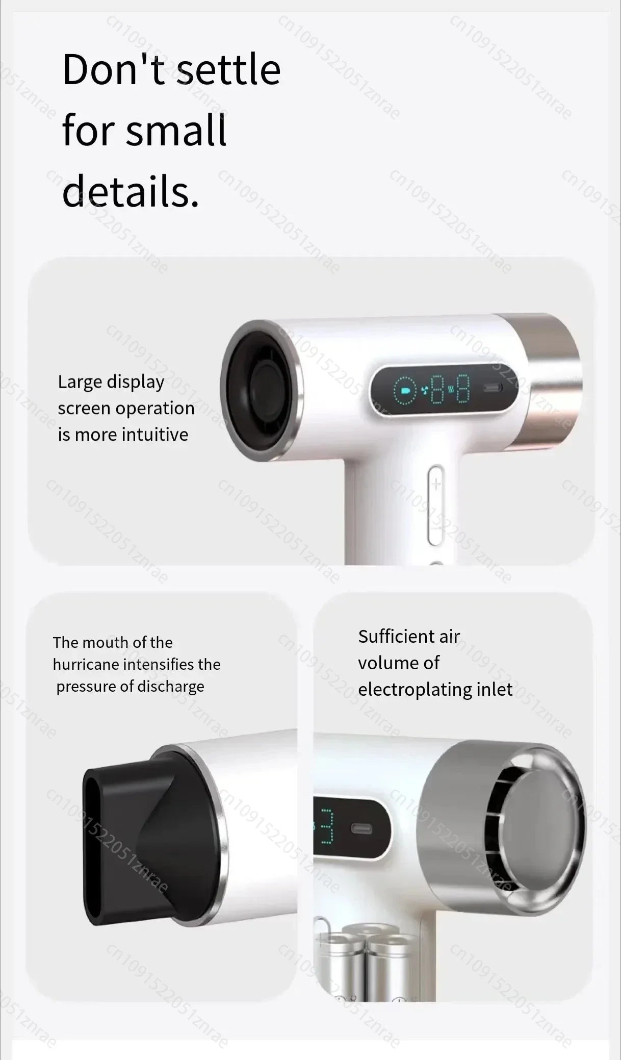 CHUBAN Wireless Hair Dryer – 100000RPM High Wind, USB-C Rechargeable