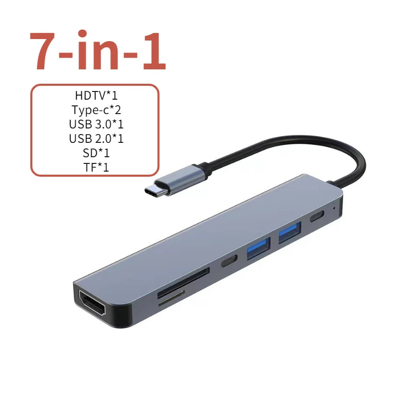 USB-C Hub to 4K HDMI Adapter – 5-in-1 Type-C Dock with PD Charging & Card Reader