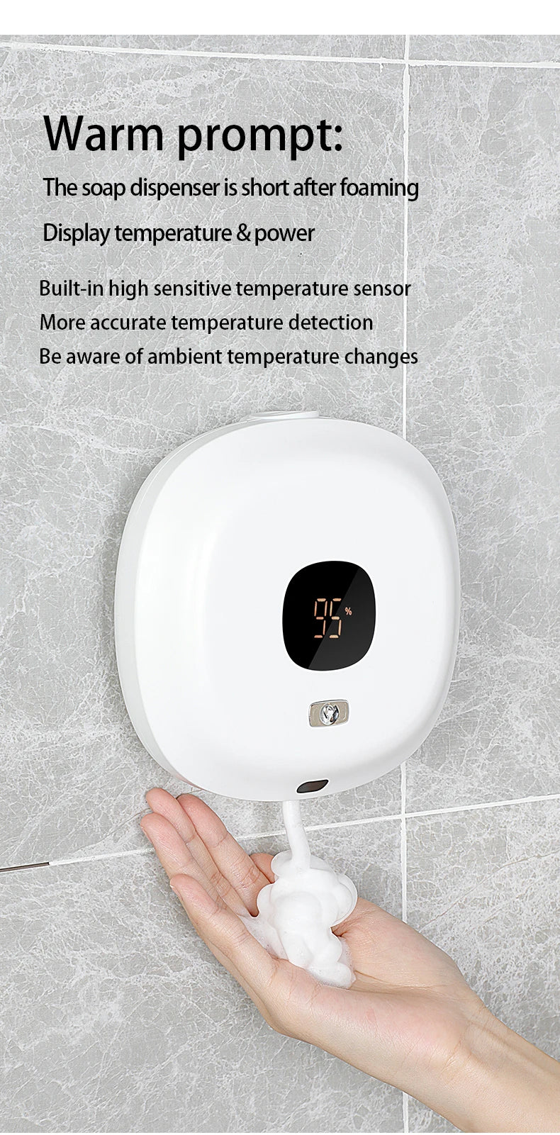 BALASHOV Automatic Foam Soap Dispenser – Touchless Wall-Mounted USB Rechargeable (S1)