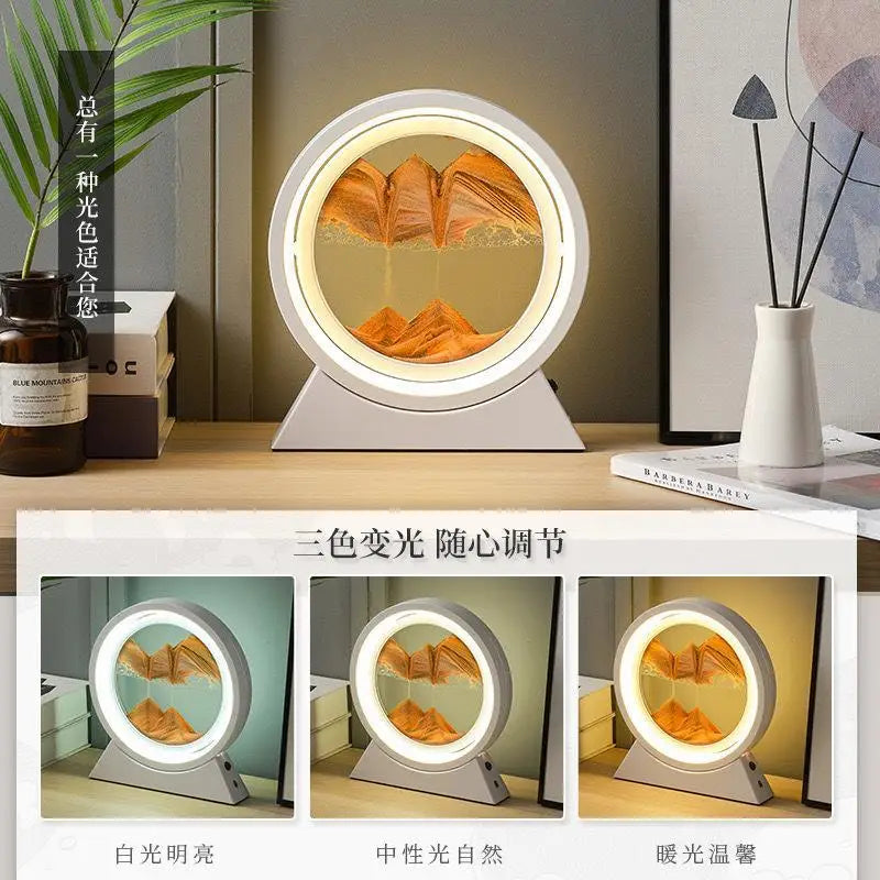 Rotating Quicksand Art Lamp | 360° Moving Sand Glass Atmosphere Light