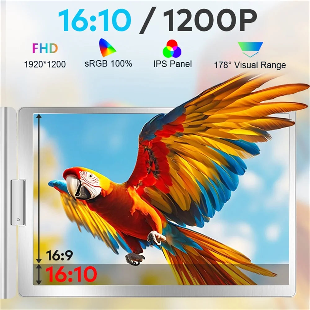Rospider 16″ Portable Monitor – 1920×1200 IPS, 16:10, USB-C Swivel Display