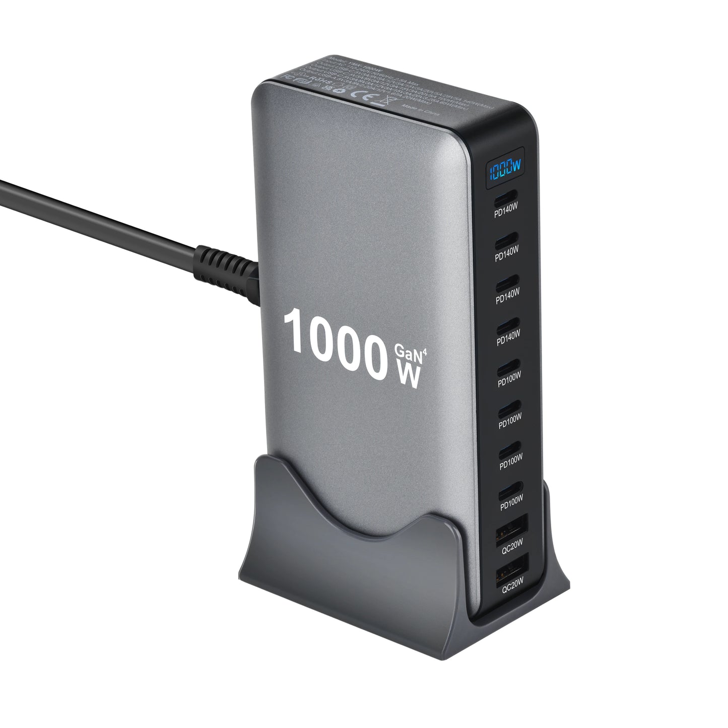 Ultra-Power 1000W GaN Desktop Charger – 10-Port Fast Charging Station