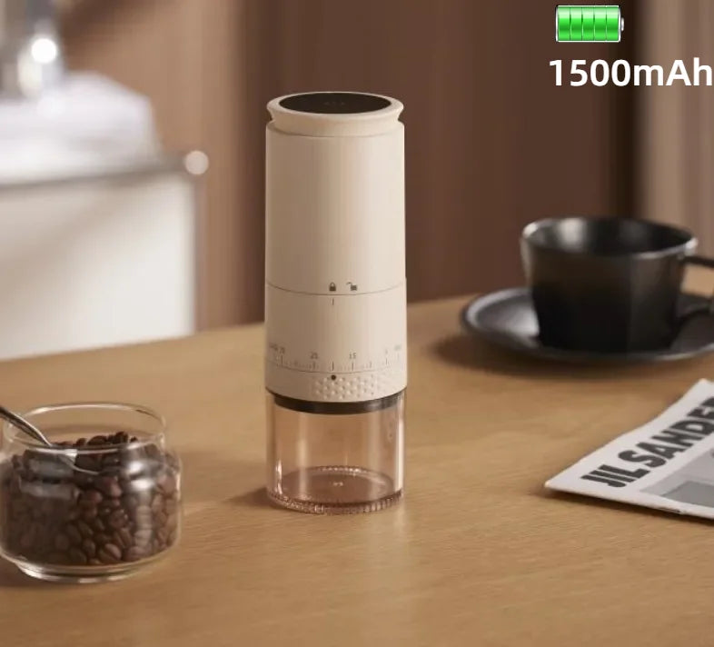 CREAROMA Rechargeable Coffee Grinder – Ceramic Burr, 38 Grind Levels, Touch Screen Control
