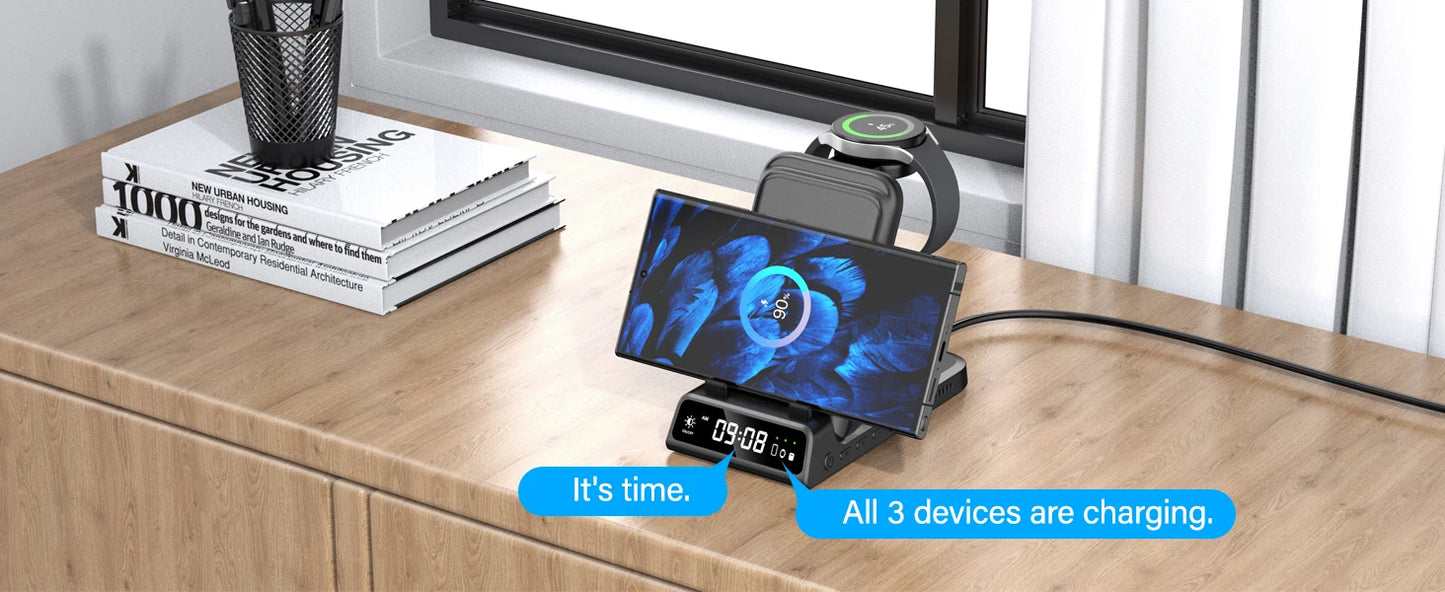 15W Wireless Charging Stand for Samsung Phone, Watch & Earbuds