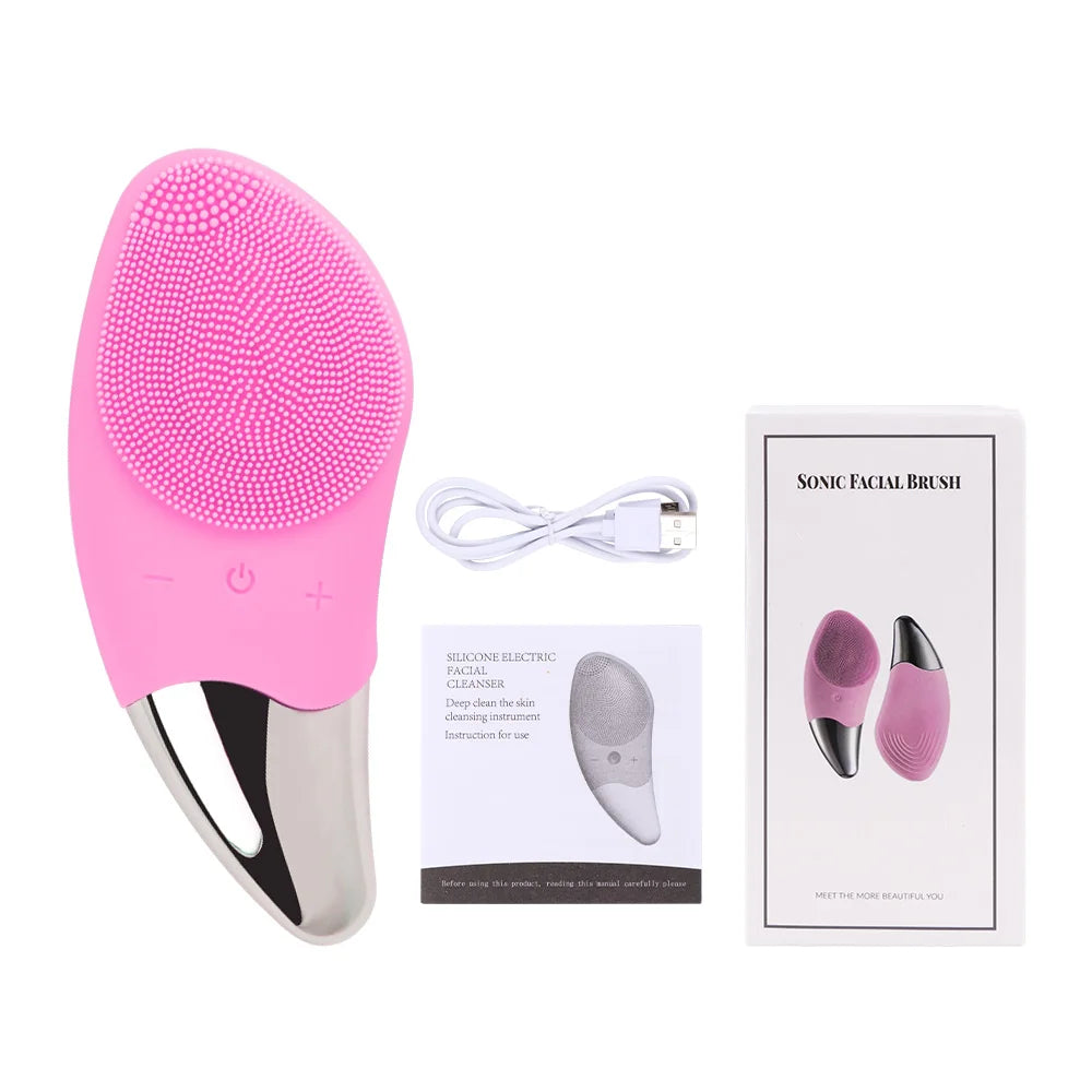 Rechargeable Silicone Facial Cleansing Brush – Gentle Exfoliation & Deep Clean Skincare Tool