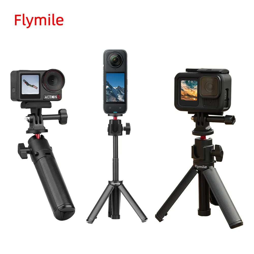 Adjustable Selfie Stick Tripod – Mini Table Tripod with Cold Shoe for GoPro & Insta360