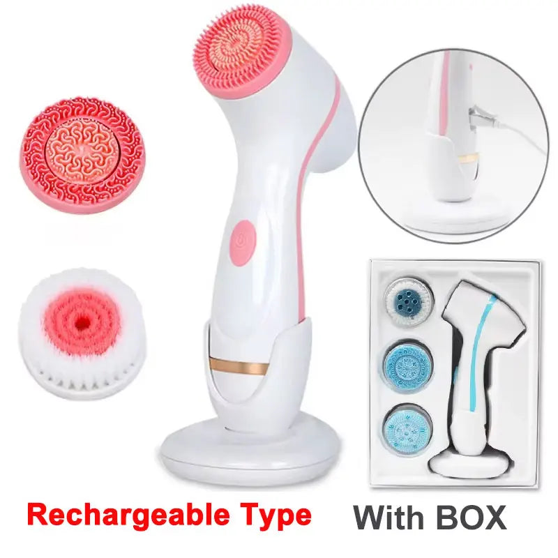 Electric Facial Cleanser – IPX7 Waterproof Multi-Brush Skin Cleaning Device