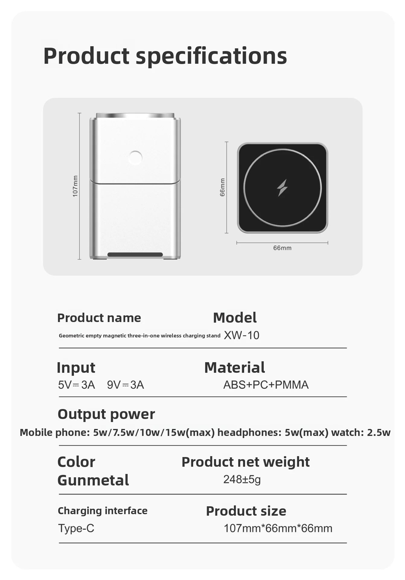 15W Fast Charging 3-in-1  Magic Cube Spin Wireless Charger with Strong Magnetism