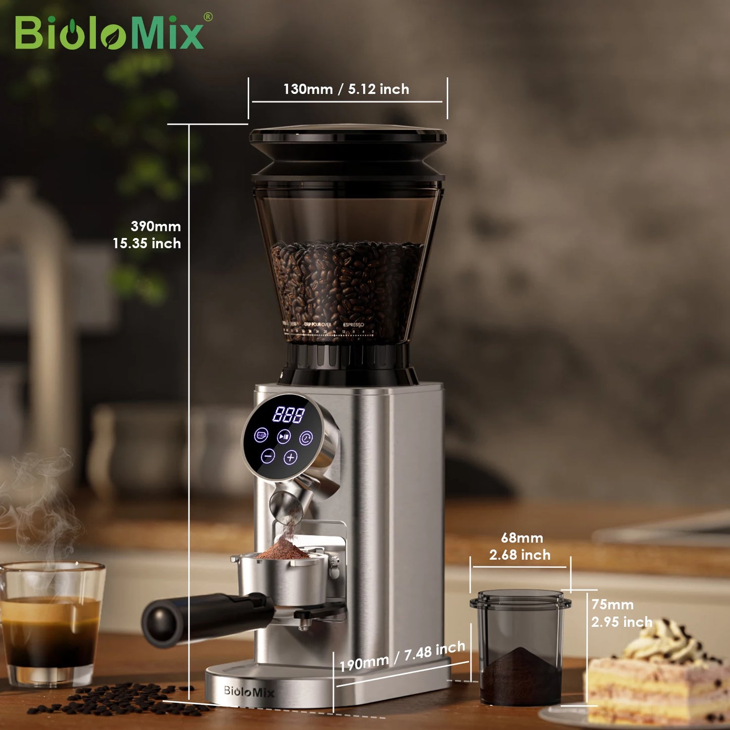 Biolomix Electric Burr Coffee Grinder – 48-Step Precision Espresso Grinder