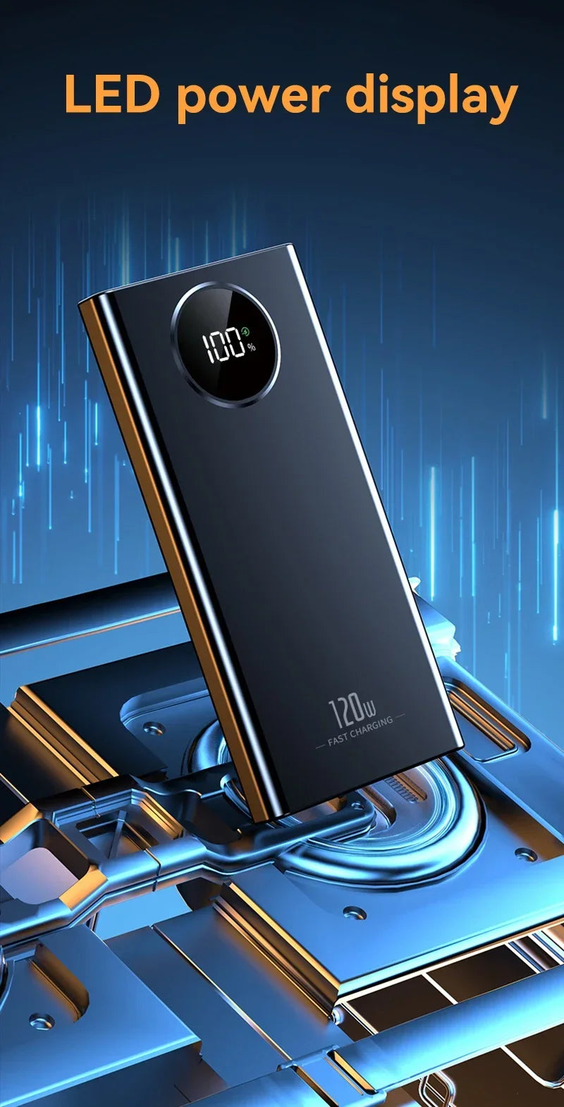 Ultra-Large Capacity Power Bank – Super Fast Charging with Flashlight (Portable External Battery)