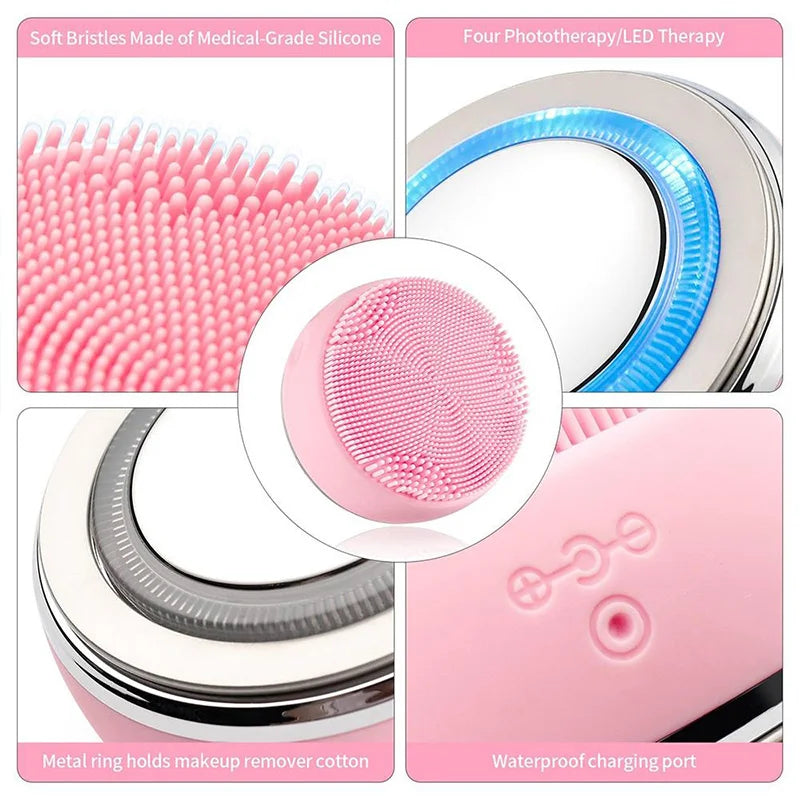 MIKO NICE 2-in-1 Ultrasonic Facial Cleanser – USB Rechargeable IPX7 Silicone Brush