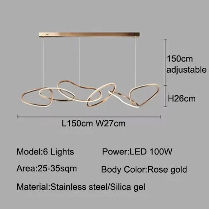 MZXFA Smart LED Pendant Light JLD0190 | Remote Dimmable, Modern Stainless Steel
