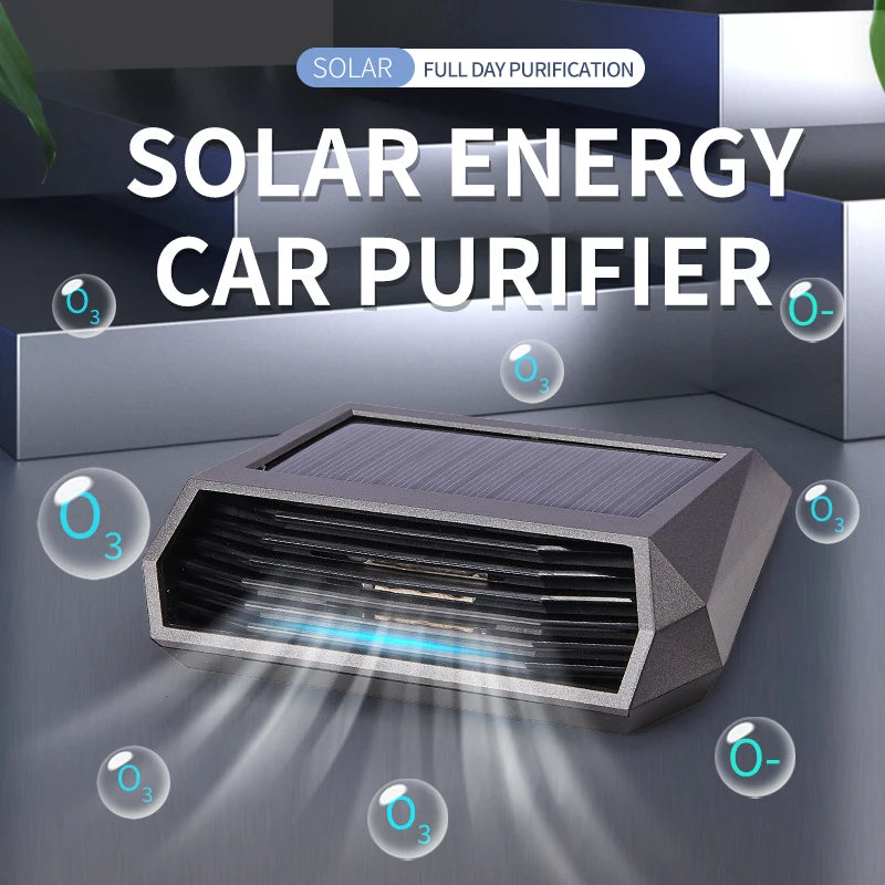Kebidumei Solar Car Air Purifier with Type-C Charging – Auto Start/Stop Negative Ion & Active Oxygen Deodorizer