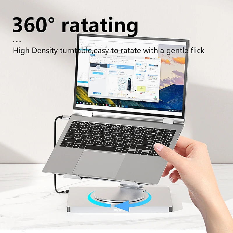 Aluminum Laptop Stand Hub 10-in-1 – USB-C Dock with 4K@60Hz HDMI, SD/TF & RJ45