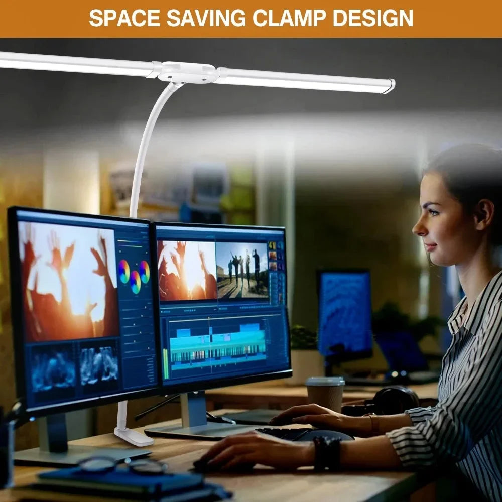 ALTCHIHYQ Double-Head LED Desk Lamp | 80cm Wide, Remote Control, 5-Level Dimming