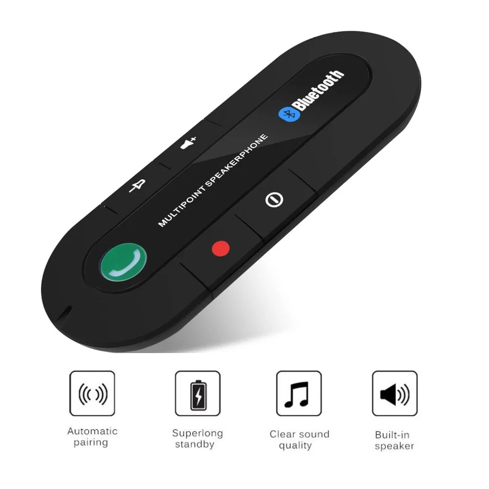 Car Sun Visor Bluetooth Speakerphone – Handsfree Calling Wireless Audio Receiver for Phone & Auto