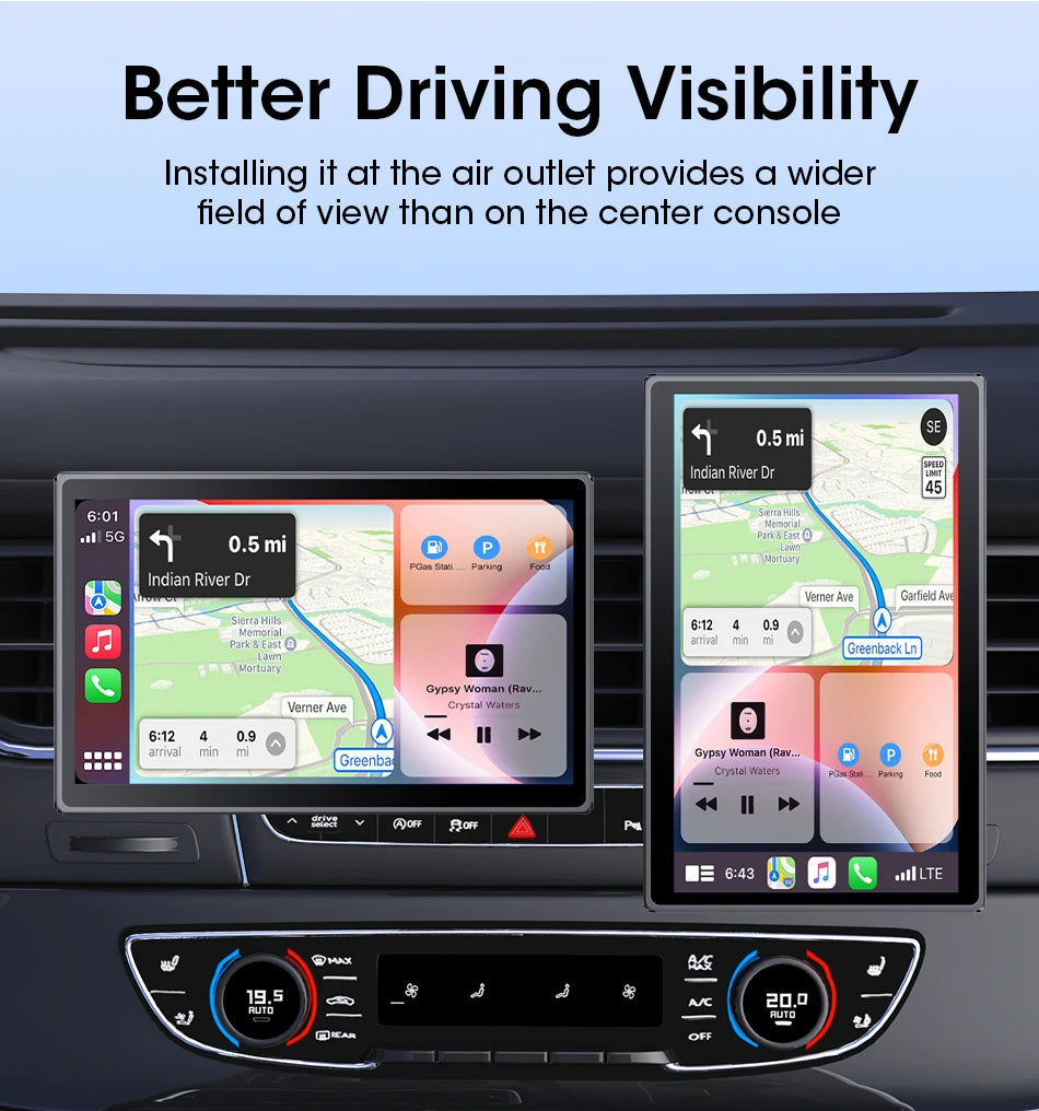 Jansite Smart Car Monitor with Wireless CarPlay & Android Auto – 7–9 Inch