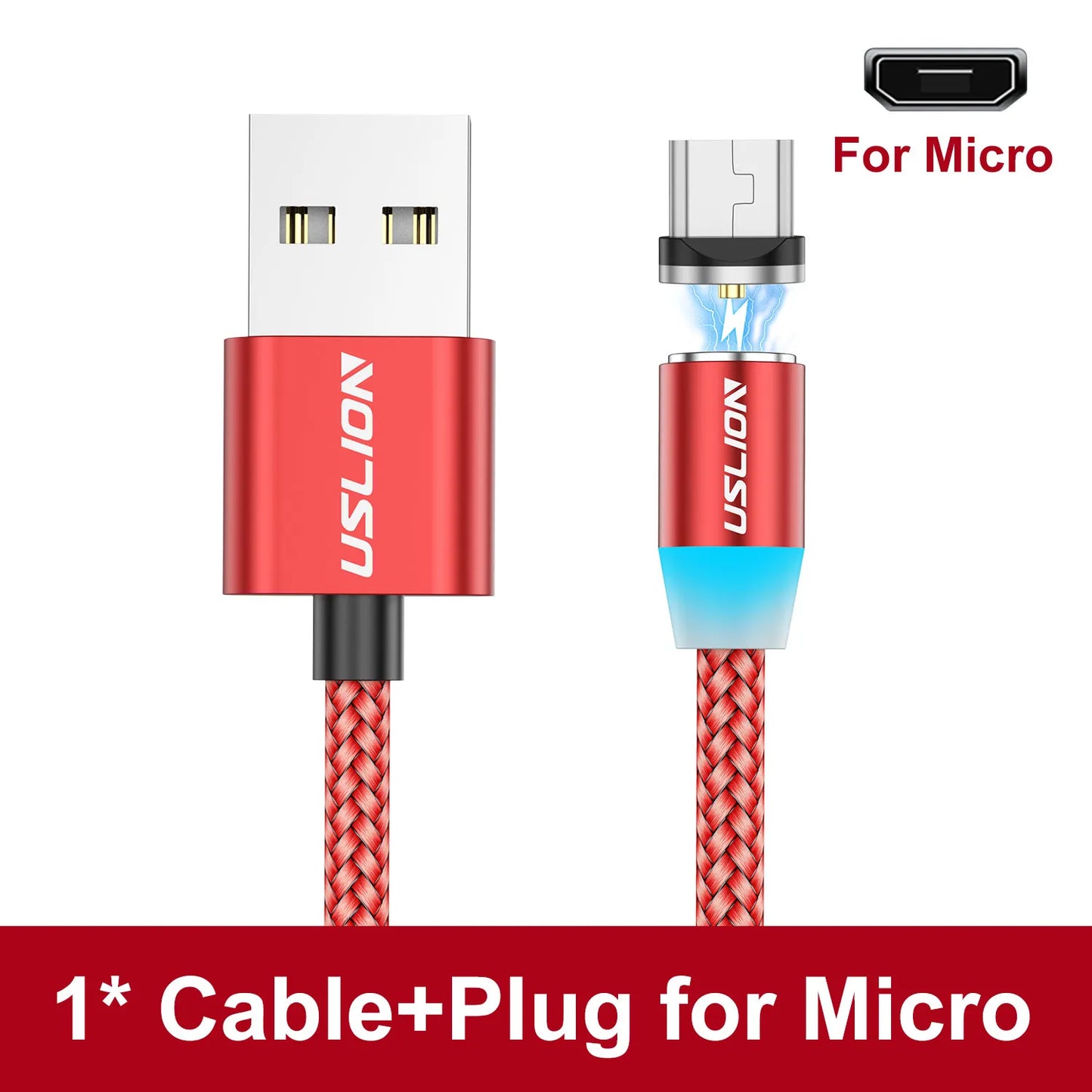 Magnetic Charging Cable 360 Degree – USB-A to Type-C / Lightning / Micro USB (2.4A)