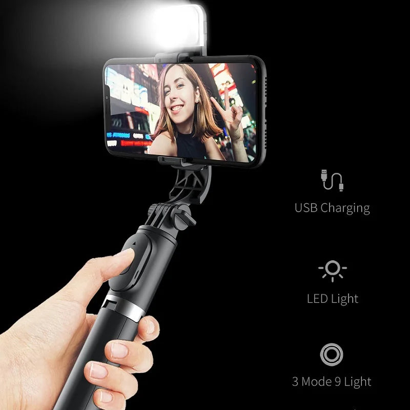 Stainless Steel Bluetooth Selfie Stick Tripod for Smartphones (Q02s)