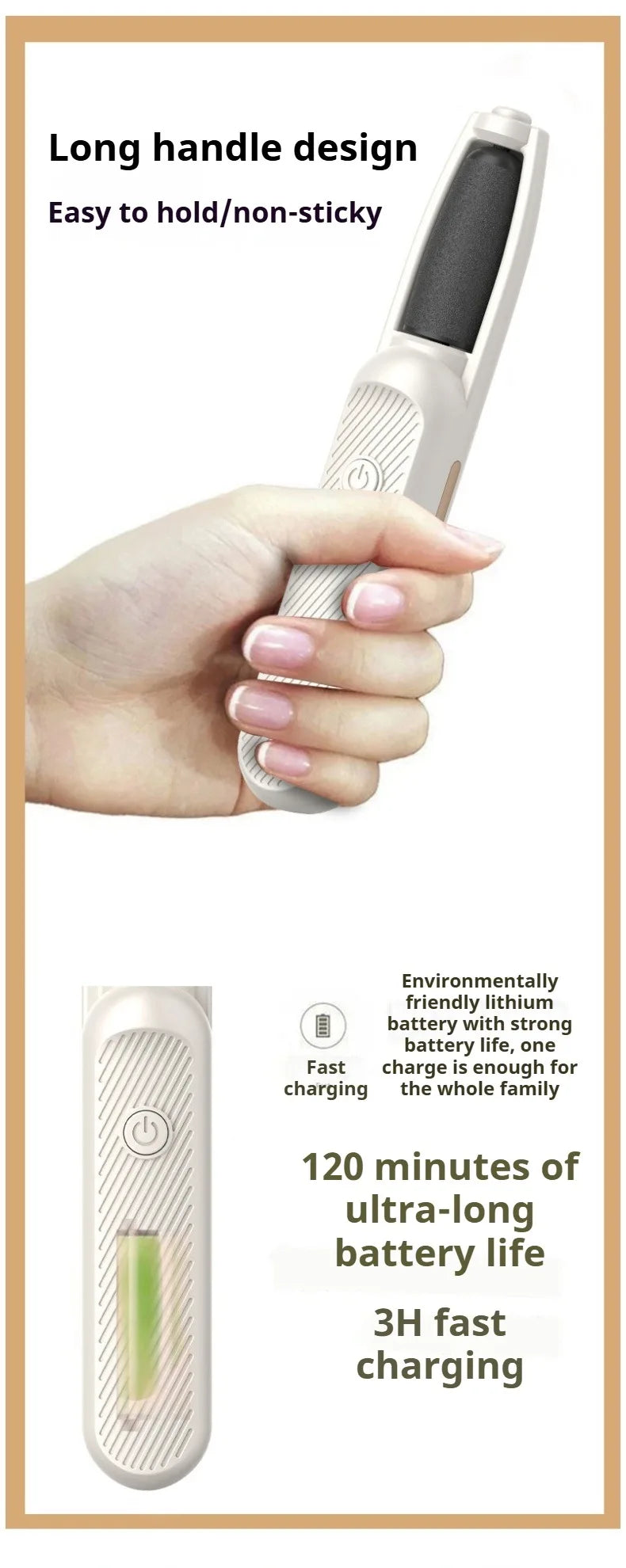 NSOUR Professional Electric Foot Callus Remover – Long Handle, Waterproof, 4 Heads