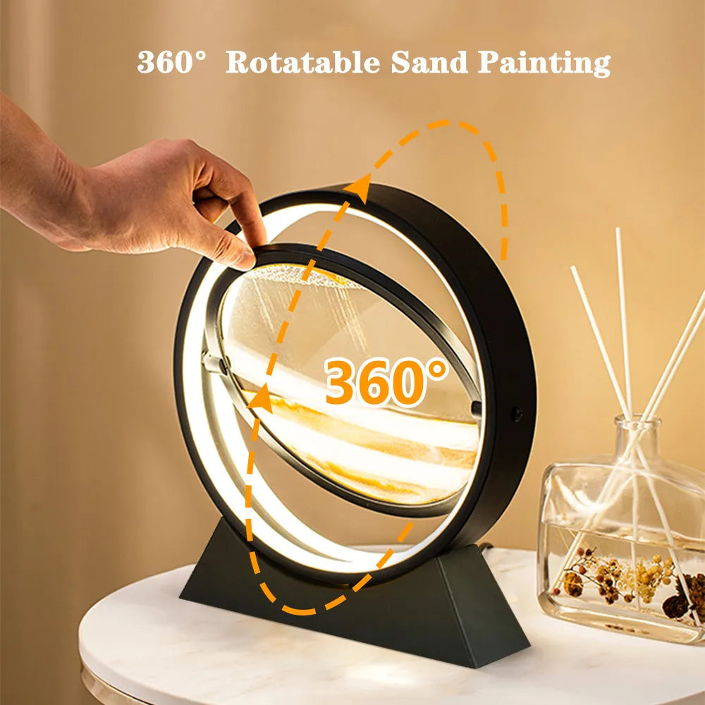 Rotating Quicksand Art Lamp | 360° Moving Sand Glass Atmosphere Light