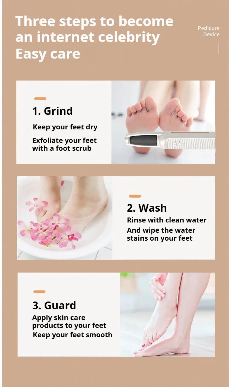 NSOUR Professional Electric Foot Callus Remover – Long Handle, Waterproof, 4 Heads