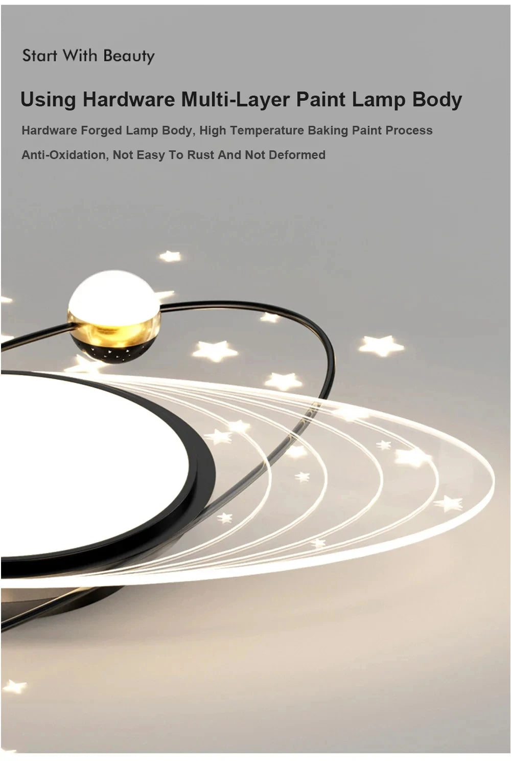 AuroraRealm Modern Ceiling Light with Remote | Gold LED Ceiling Lamp, 90–260V