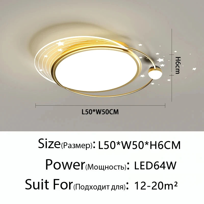 AuroraRealm Modern Ceiling Light with Remote | Gold LED Ceiling Lamp, 90–260V