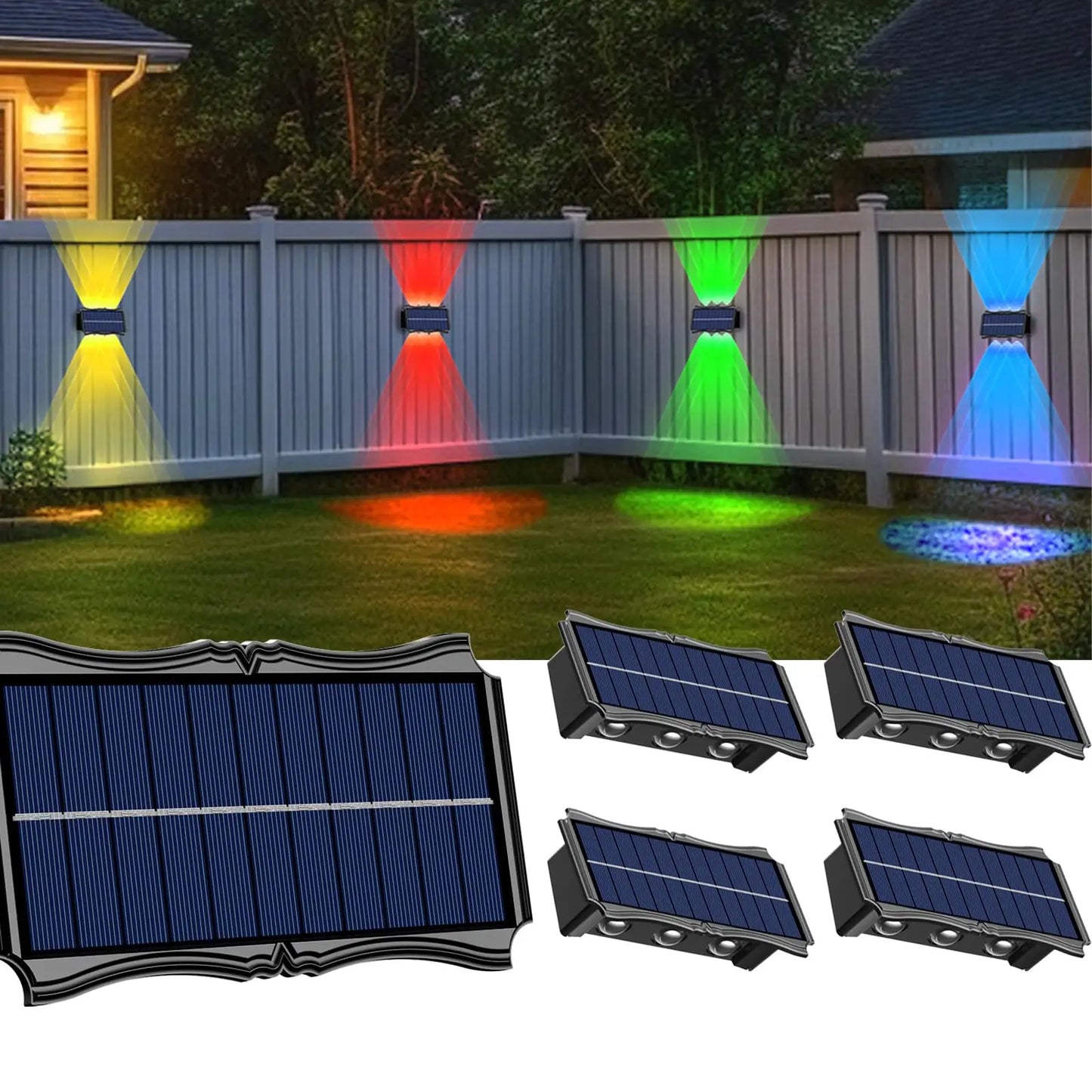 CHENBEN Solar LED Wall Light | IP65 Waterproof Outdoor Wall Lamp, Warm/RGB