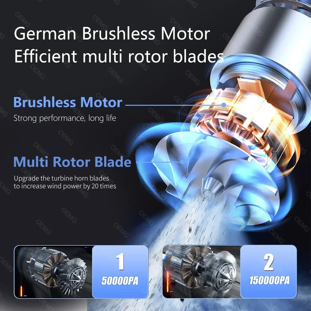 CENRR Handheld Vehicle Vacuum Cleaner – Brushless Motor, Multi-Nozzle Car & Home Cleaner