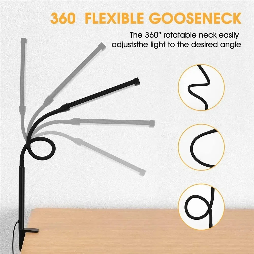 ALTCHIHYQ Double-Head LED Desk Lamp | 80cm Wide, Remote Control, 5-Level Dimming