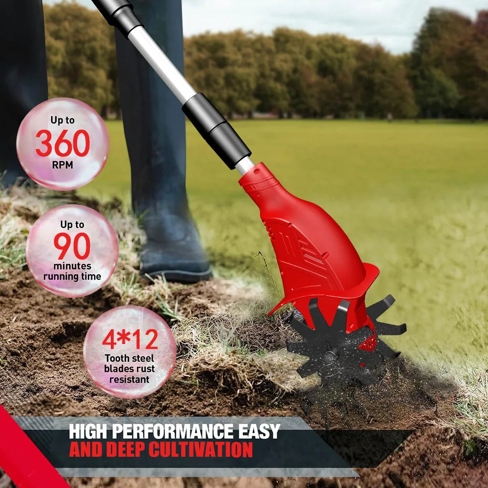 LXXMY Cordless Electric Cultivator 4000W High Power Garden Tiller with Makita Battery