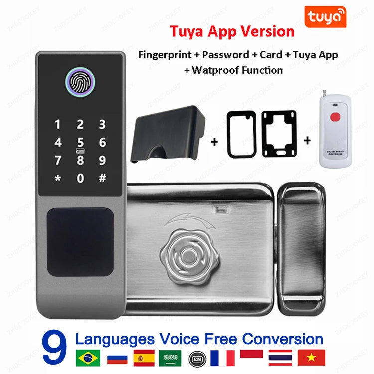 G23 Waterproof Smart Gate Lock – Fingerprint, Password, Card & Remote Unlock