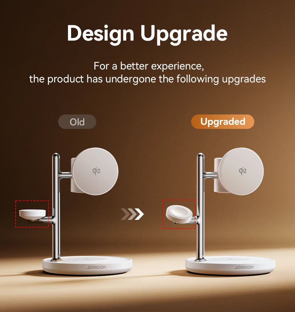 JOYROOM Qi2 4-in-1 Wireless Charging Station – 15W Fast MagSafe Charger with Night Lamp