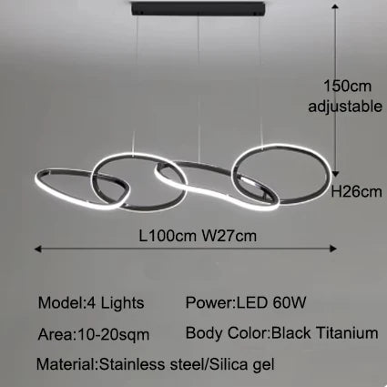 MZXFA Smart LED Pendant Light JLD0190 | Remote Dimmable, Modern Stainless Steel