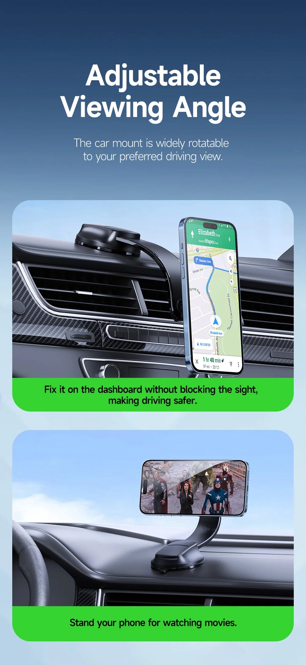15W Magnetic Car Charger with Type-C Cable for iPhone