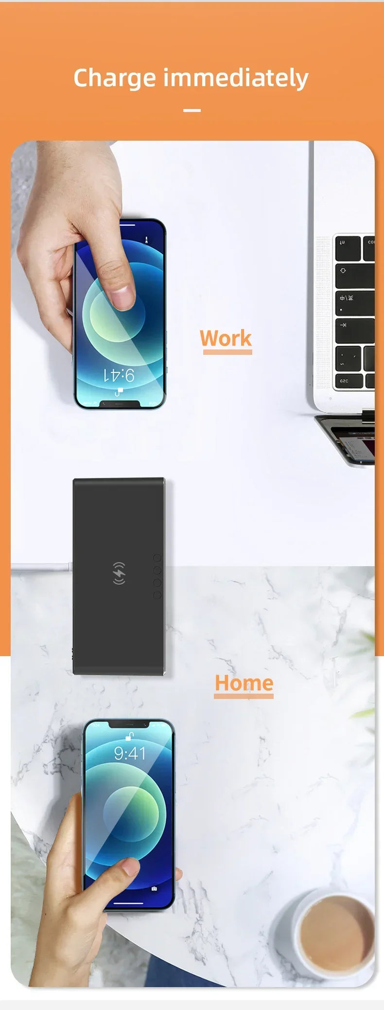 Opansten Wireless Charging Alarm Clock – 5W Qi Charger with Time, Temperature & LED Display