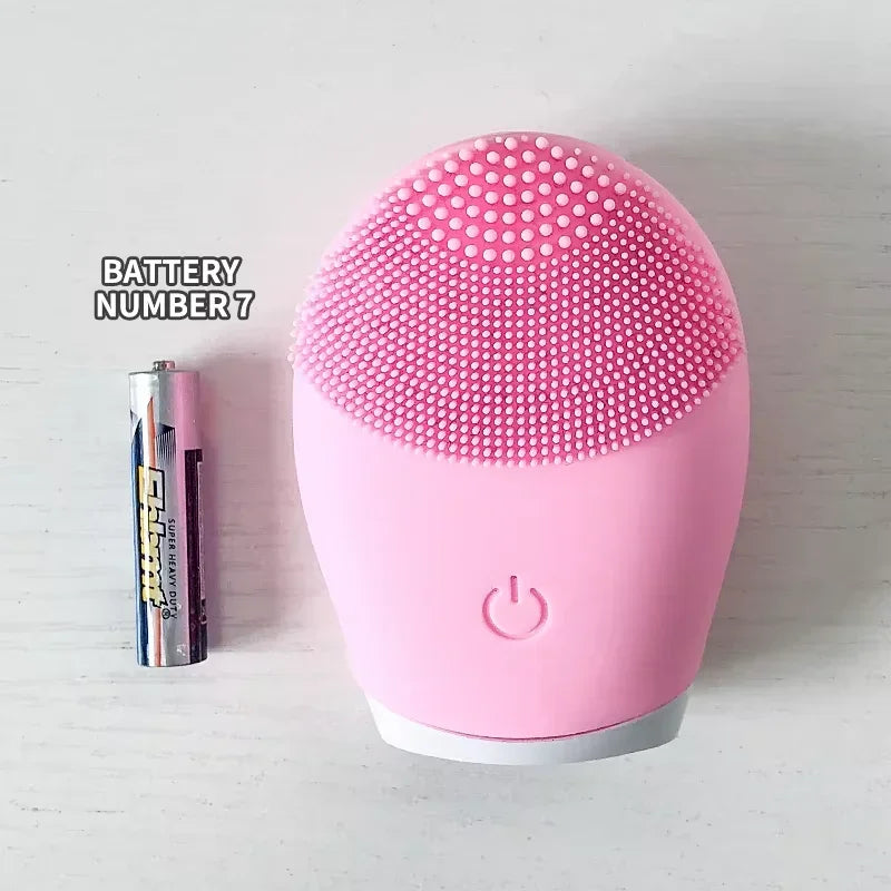 Electric Silicone Facial Cleansing Brush – High-Frequency Vibration Deep Clean & Massage Tool