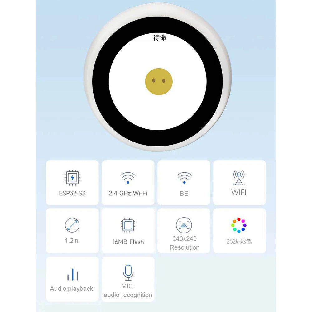 Shunmaii ESP32-S3 AI Voice Chat Robot – Smart Desktop Assistant with 1.28″ LCD Display